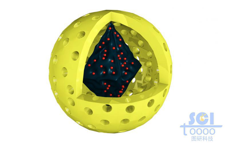 空心介孔纳米药物内核中带镶嵌小分子/药物结构的八面体碳结构