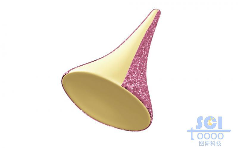 半切面的锥形表面带涂层的纳米结构