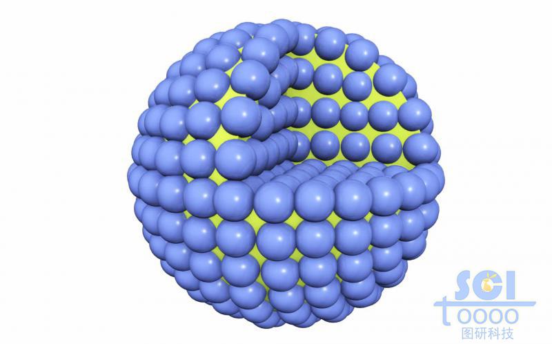 八分之一切口的内部有小分子弥散的实心球