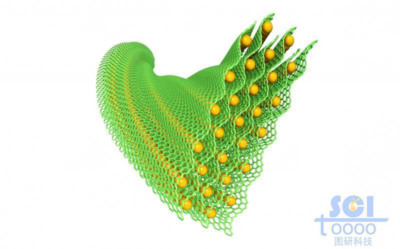 起伏的石墨烯上下表面均负载原子单体