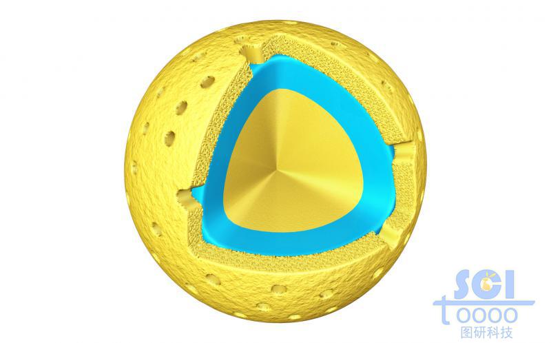 带八分之一切口的中间填充的介孔球