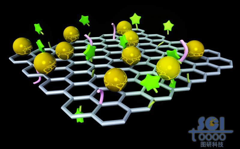 负载金属原子和荧光基团的石墨烯片