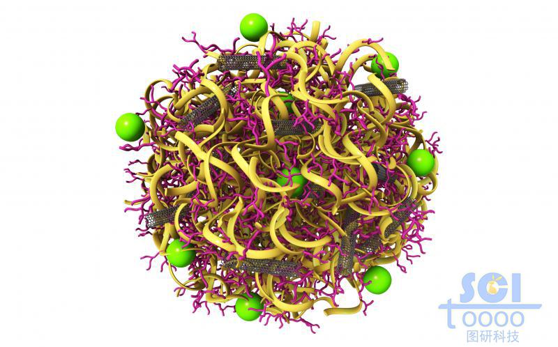 表面带小分子链段修饰的螺旋状HACA团聚成纳米球