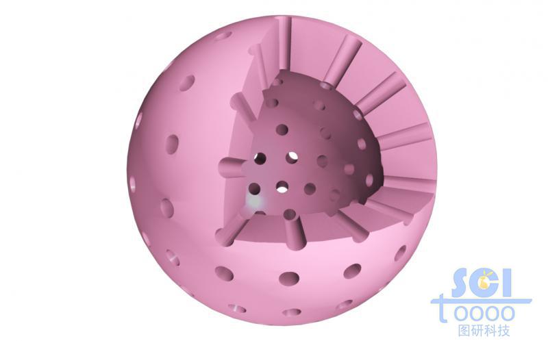 带八分之一切口的空心介孔球