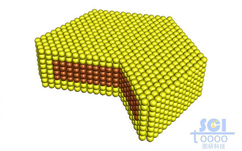 带切口的两种原子堆积形成的立体六边形