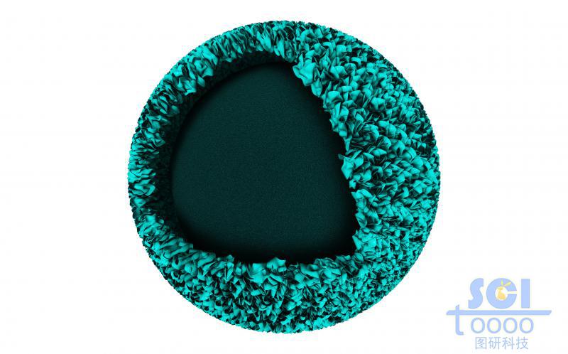 八分之一切口中心带实心球的细小颗粒堆积的纳米颗粒/微球